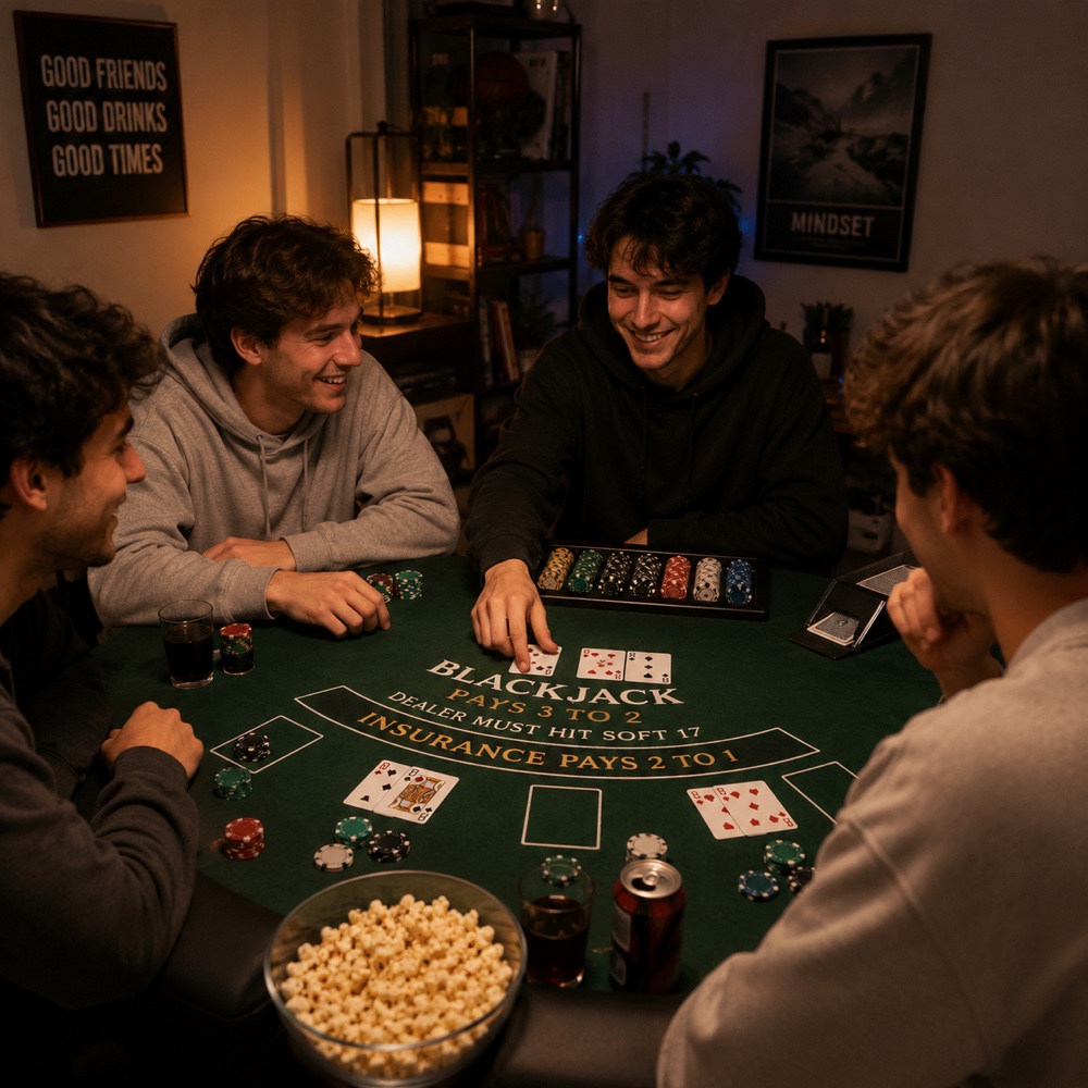 Friends playing blackjack